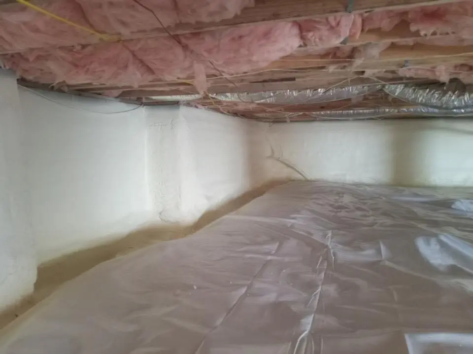 Crawl space encapsulation with closed-cell spray foam for Roof Waterproofing in Center Point